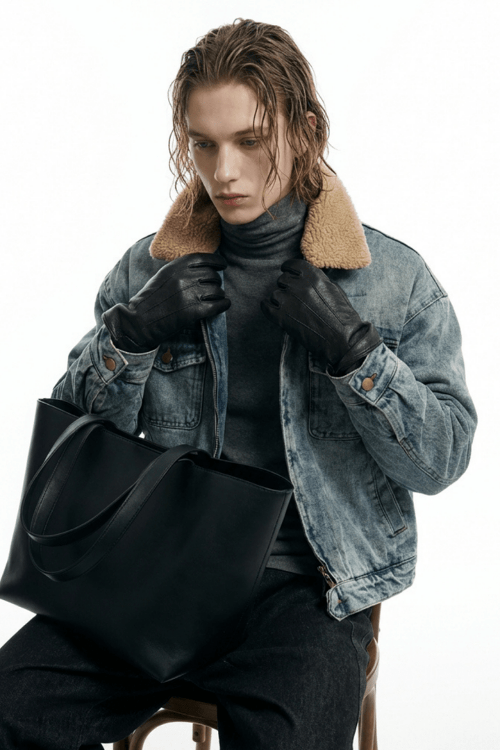 Retro Fleece Collar Denim Jacket na2364 