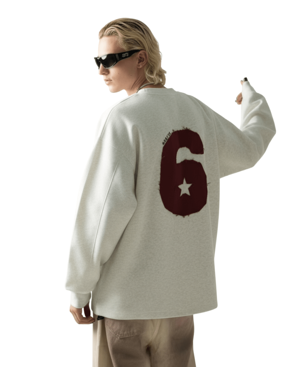 【Nanostudio】M-SIX 프린지 로고 크루넥 스웨트셔츠 na2205