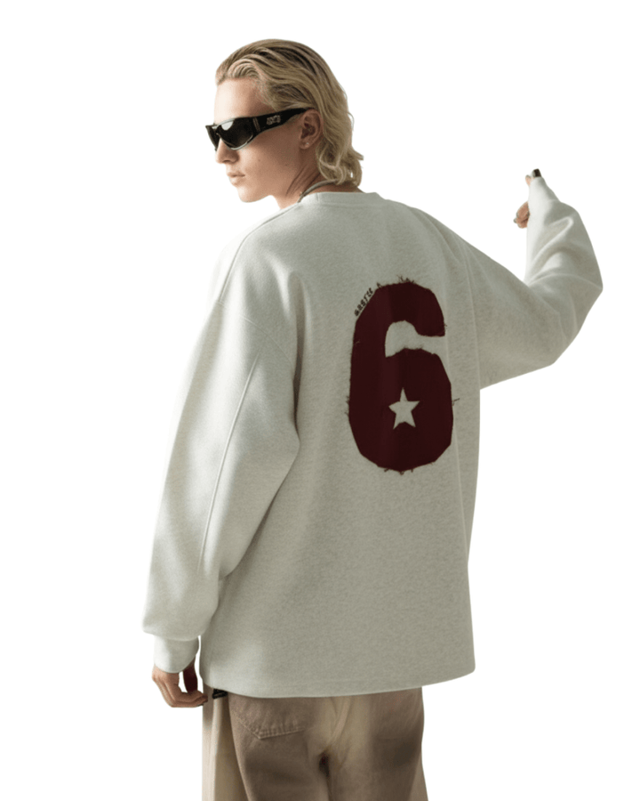 【Nanostudio】M-SIX 프린지 로고 크루넥 스웨트셔츠 na2205