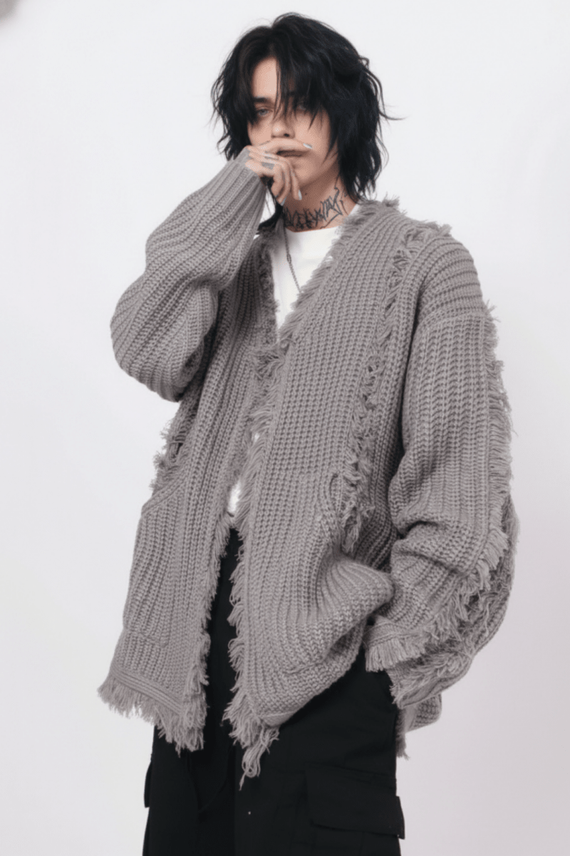 Distressed Knit Cardigan na2357