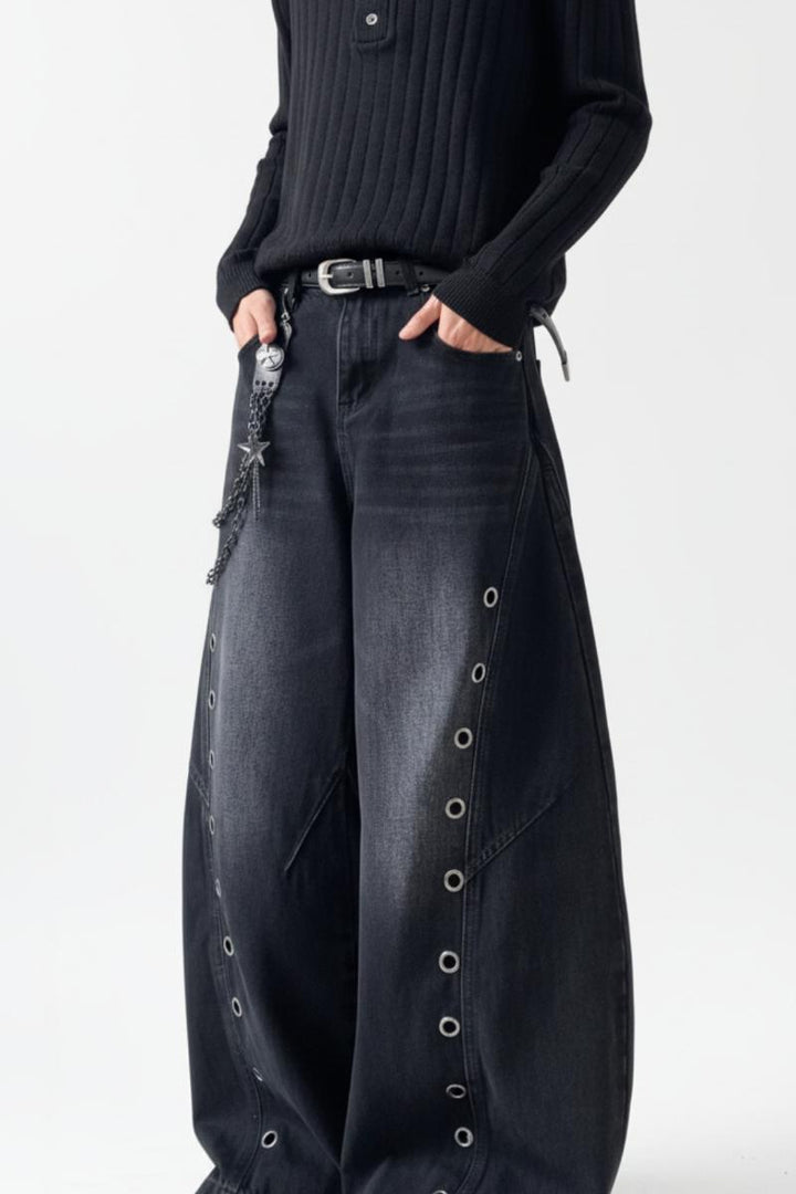 Grommet Wide Jeans  na2509