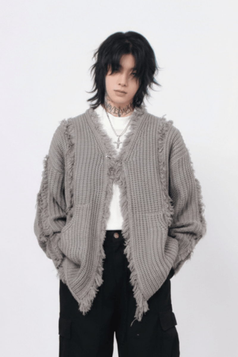 Distressed Knit Cardigan na2357