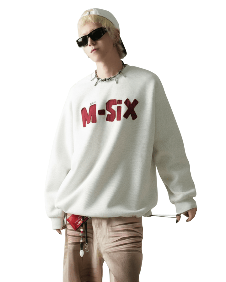【Nanostudio】M-SIX 프린지 로고 크루넥 스웨트셔츠 na2205