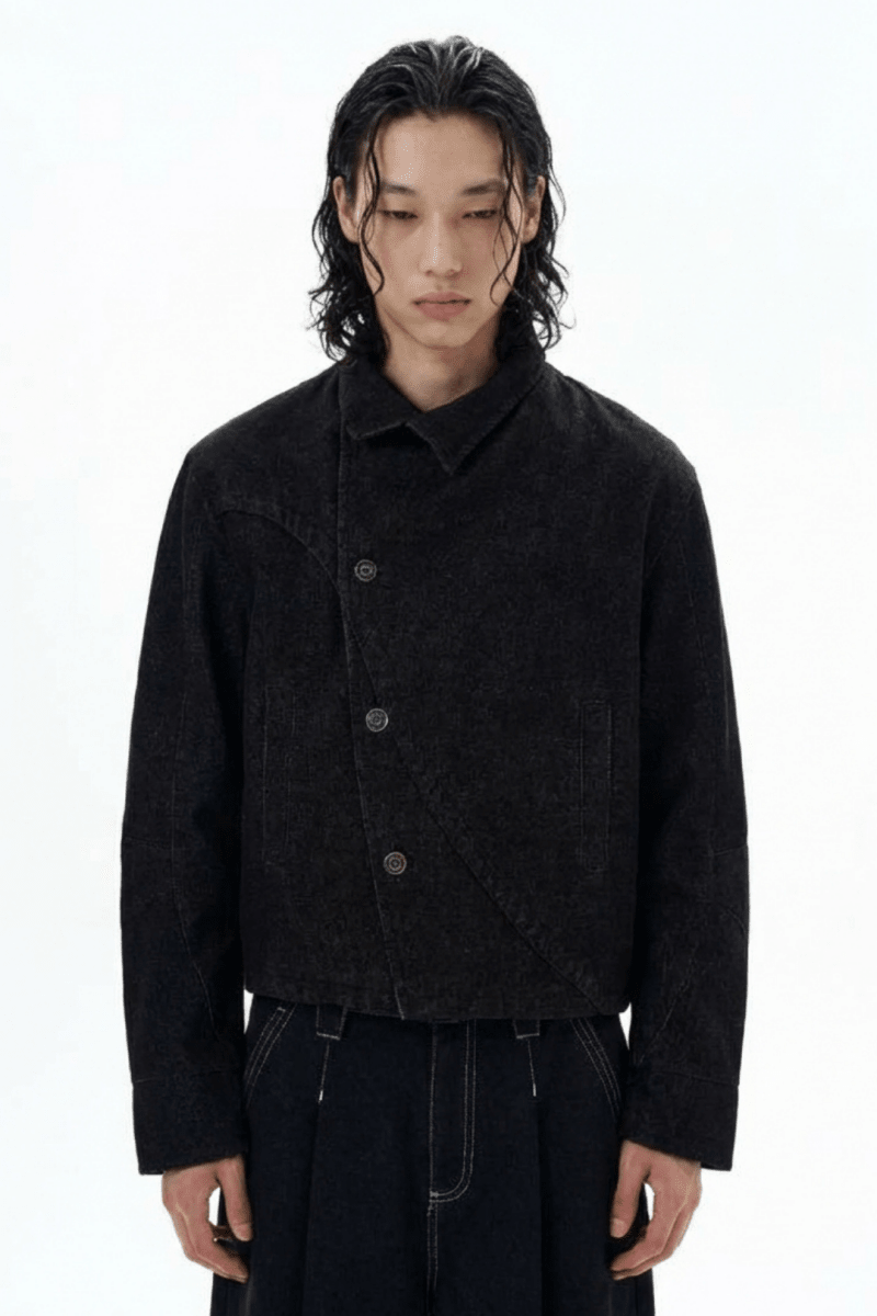 Asymmetric Front Short Denim Jacket na2365 