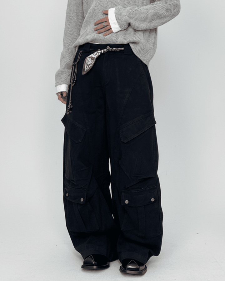 Bandana Strap Wide Cargo Pants na2338
