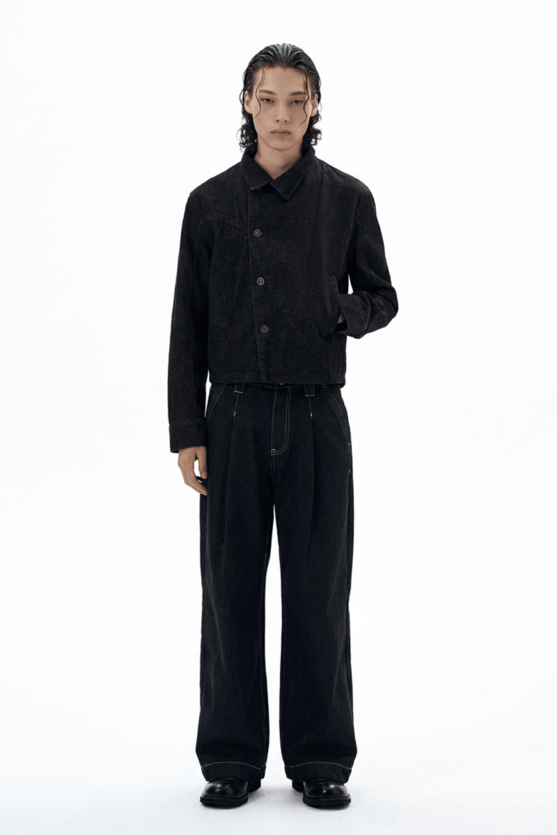 Asymmetric Front Short Denim Jacket na2365 