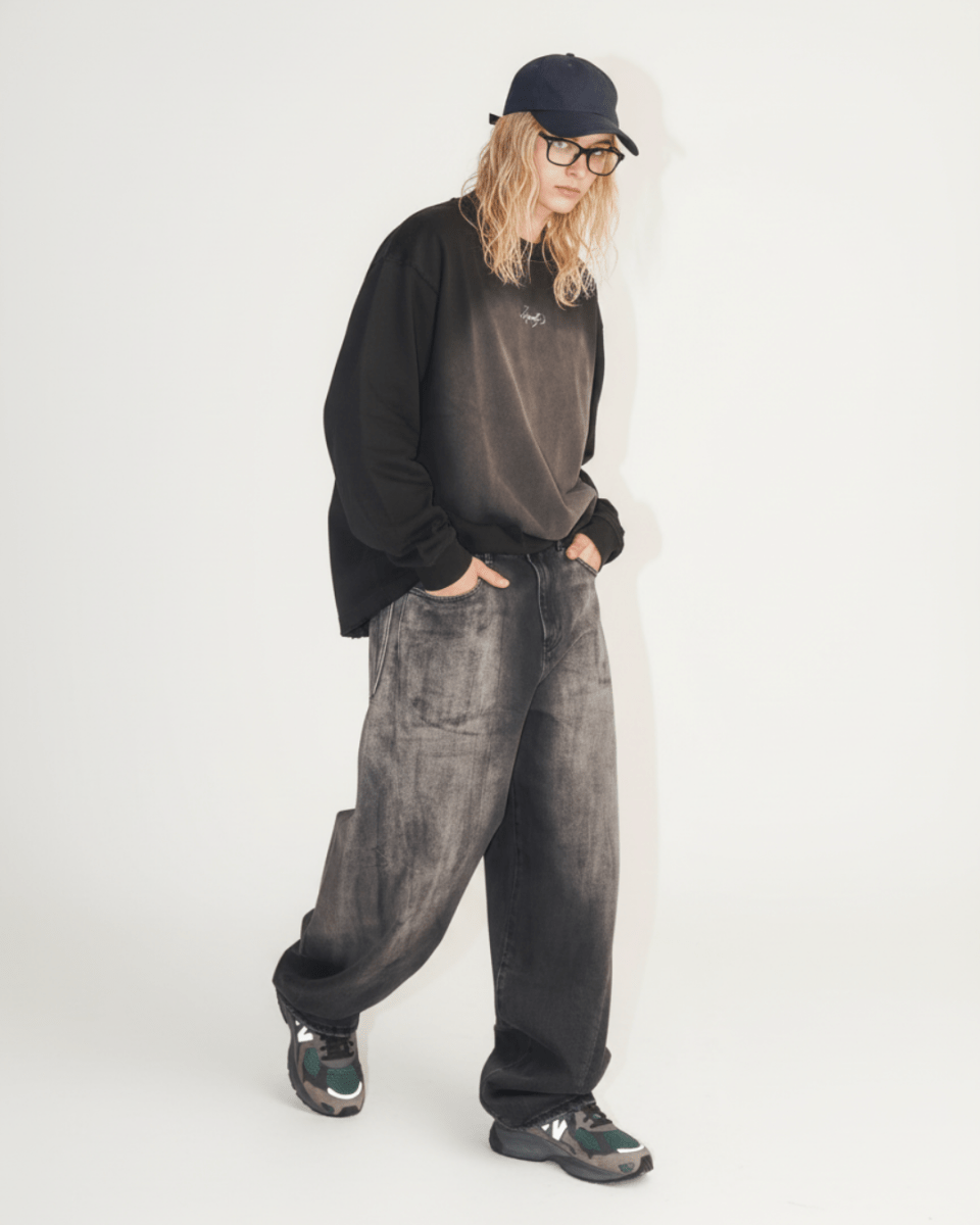 [Nanostudio] GRAY OUT WIDE JEANS na2224