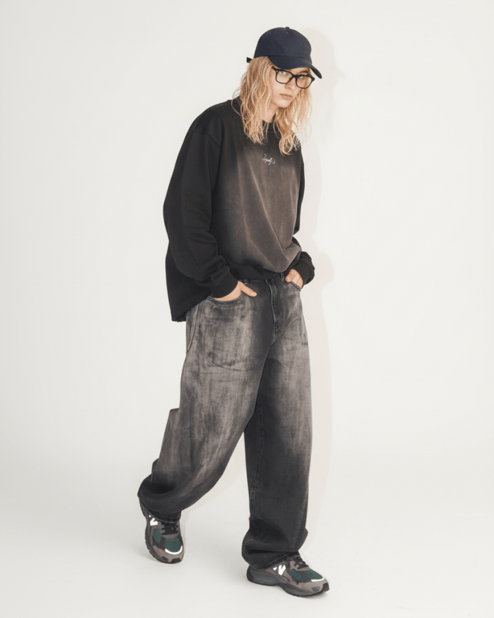 [Nanostudio] GRAY OUT WIDE JEANS na2224