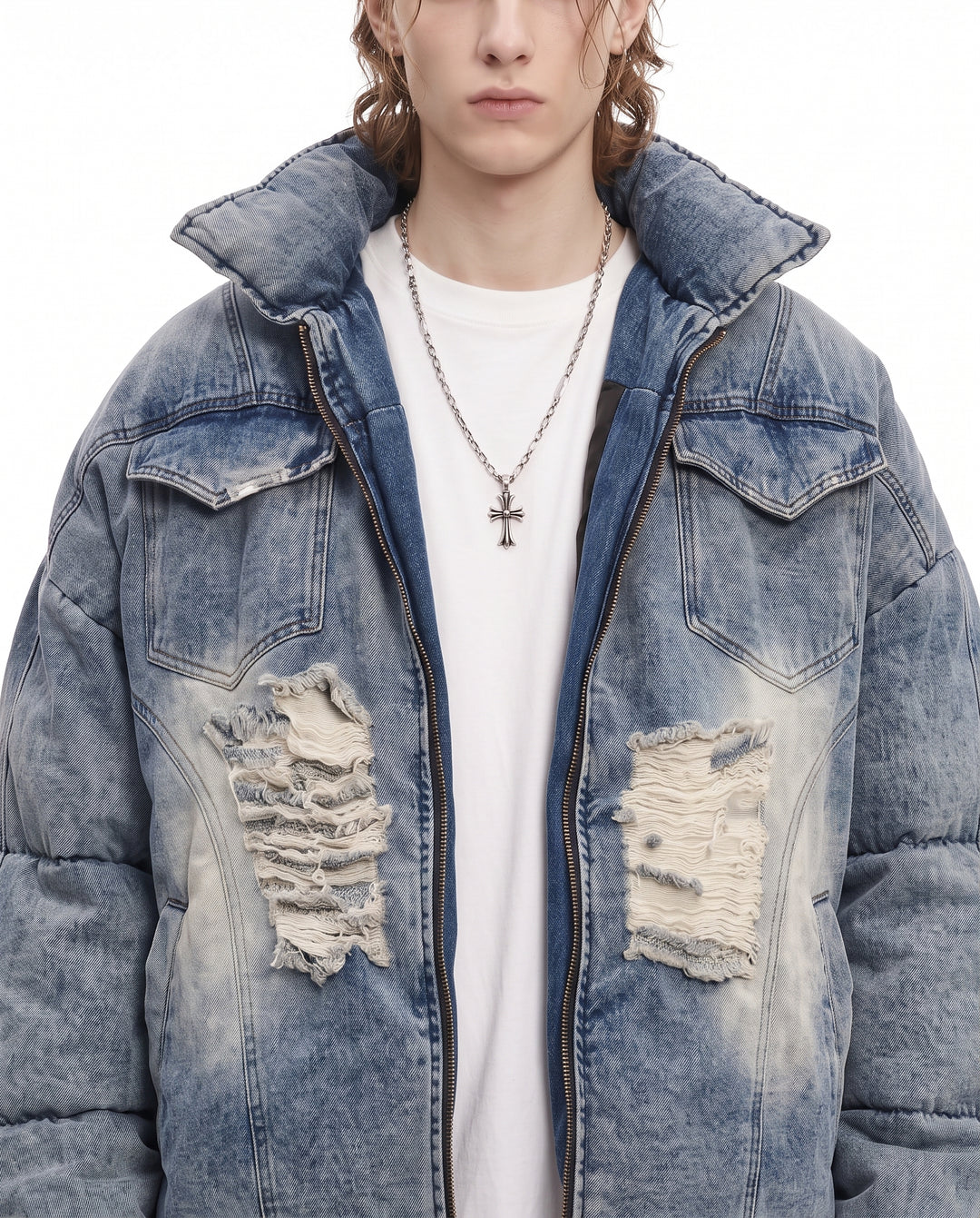 Distressed Denim Jacket na3222