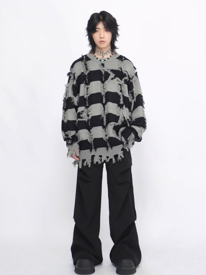 【Mz】 holes striped casual knitwear na1476