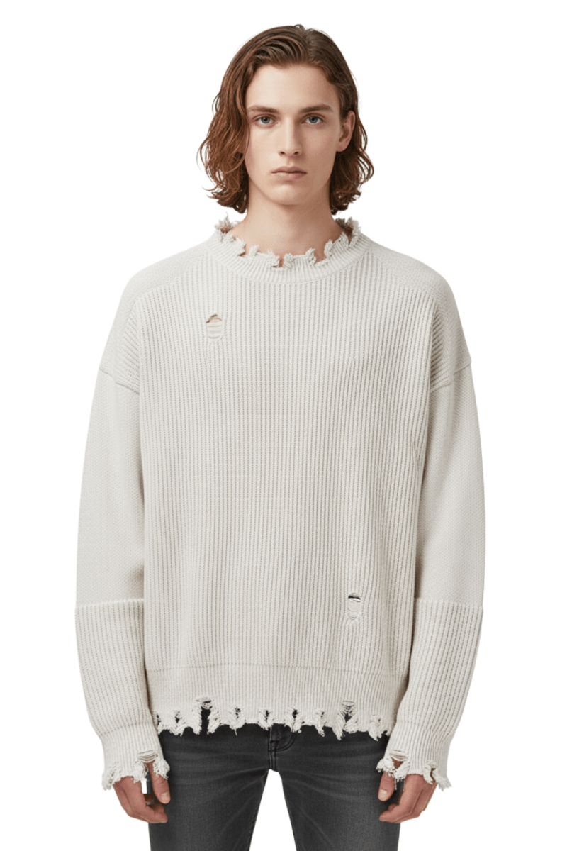 Frayed Hem Oversized Knit Sweater na2415