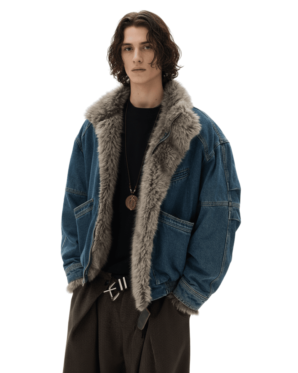 Fur Edge Denim Jacket na2313