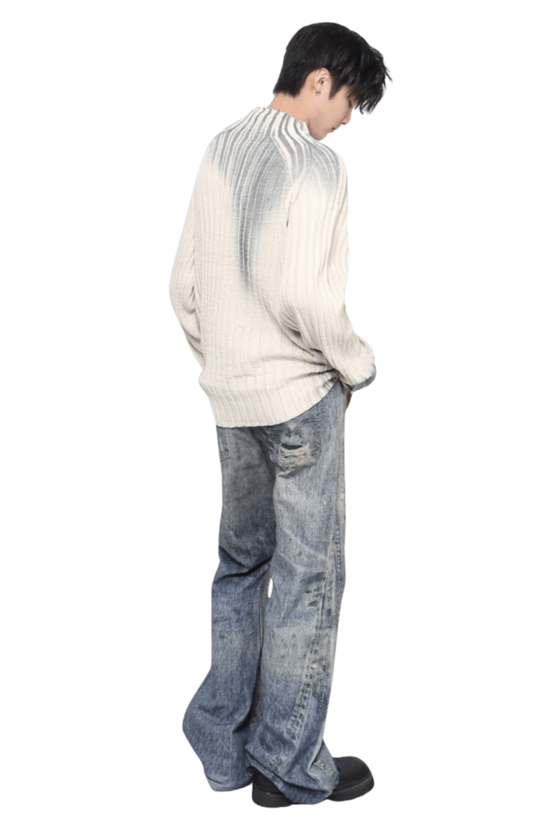 Washed Effect Ribbed Sweater na2464