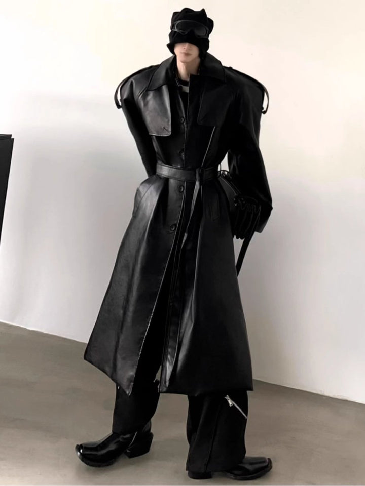 【AutumnWind】punk black trench coat  na1603