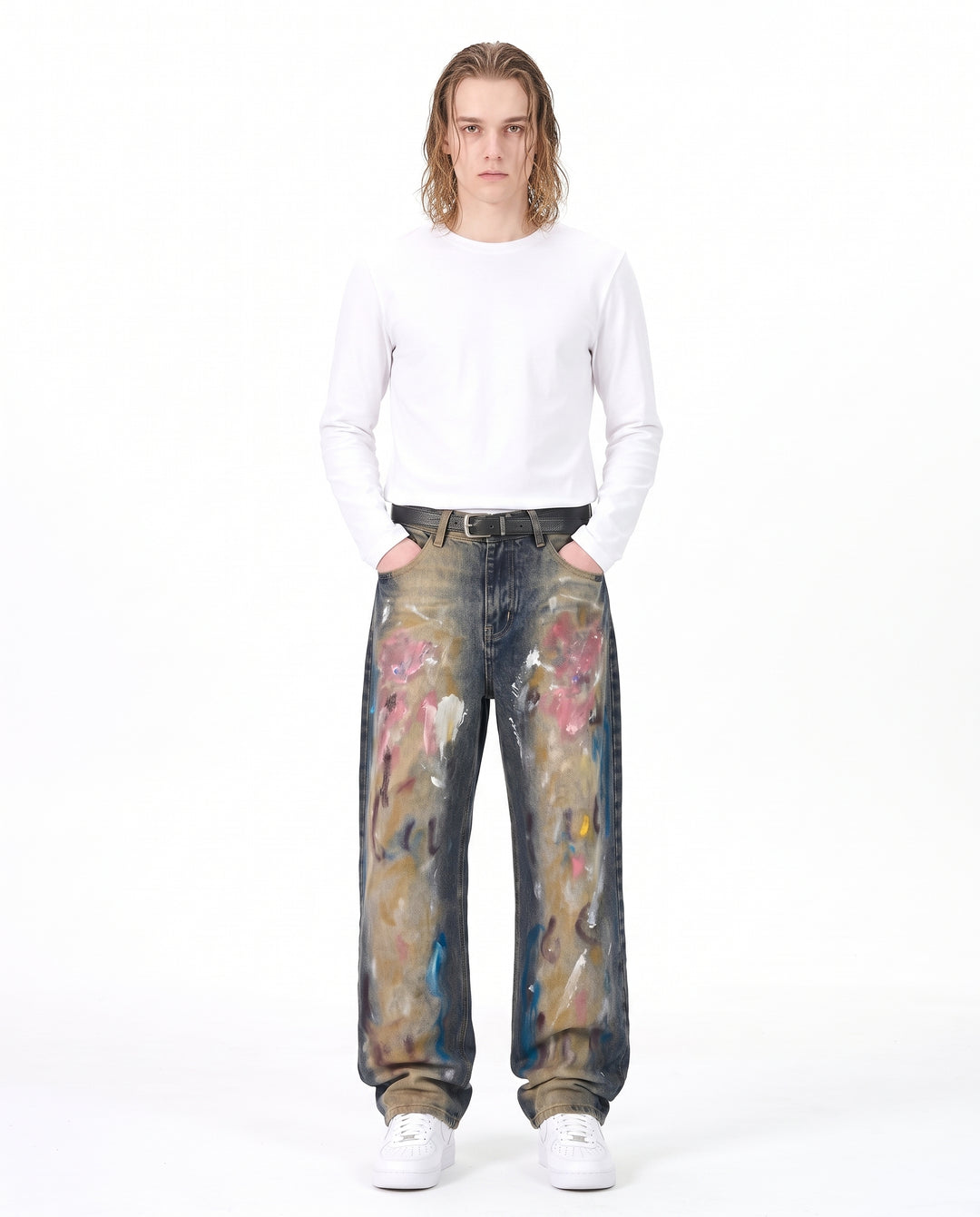 Painted Wide Jeans na3190