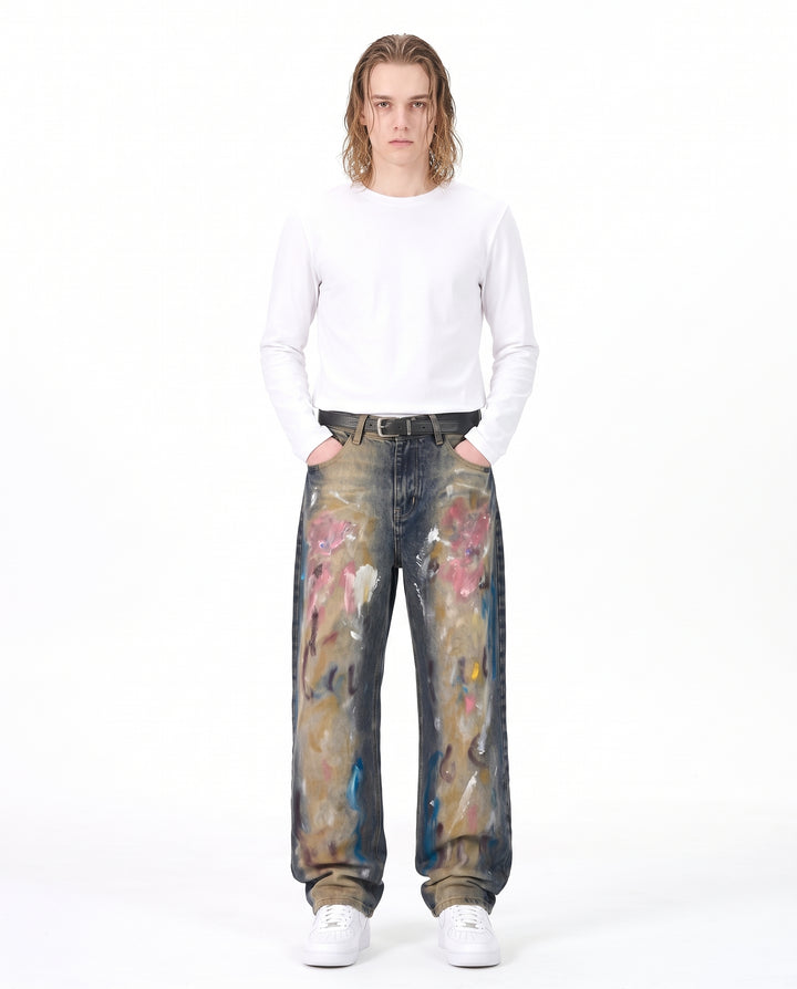 Painted Wide Jeans na3190