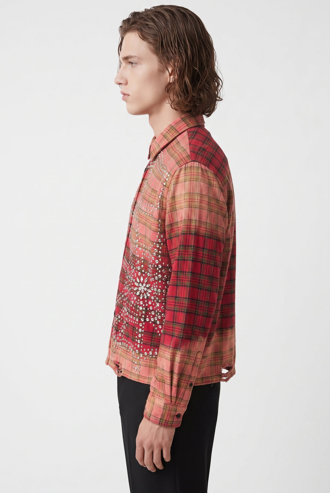 Rhinestone Plaid Shirt na2771