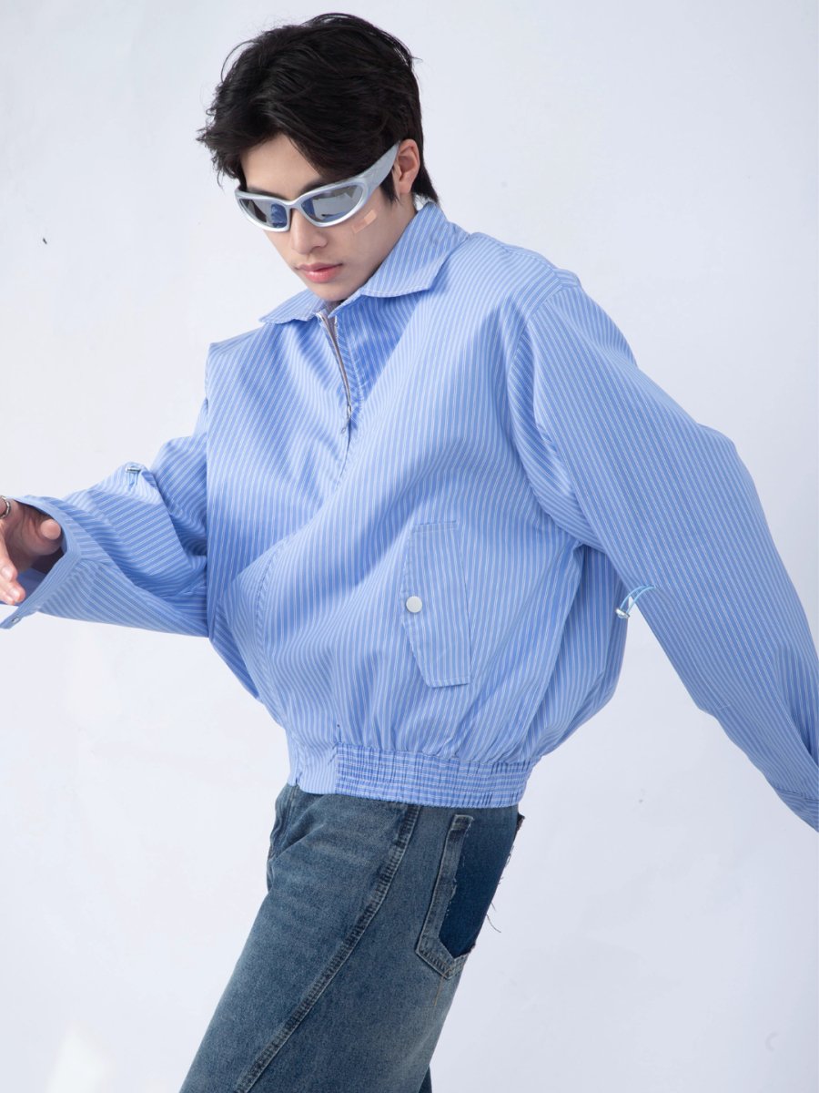 [PLAN1ONE]Blue striped jacket na1668