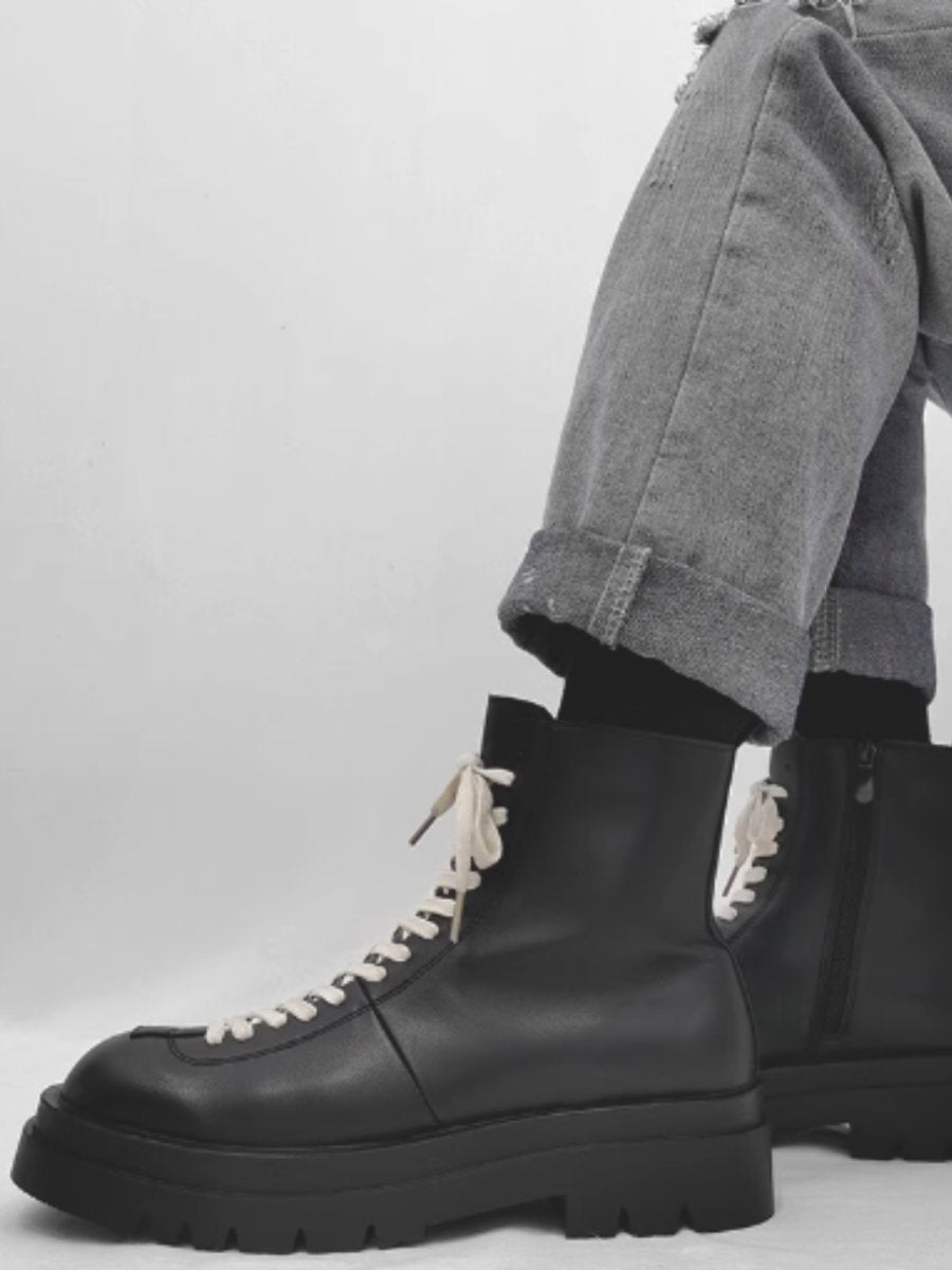 leather side zipper rider biker boots