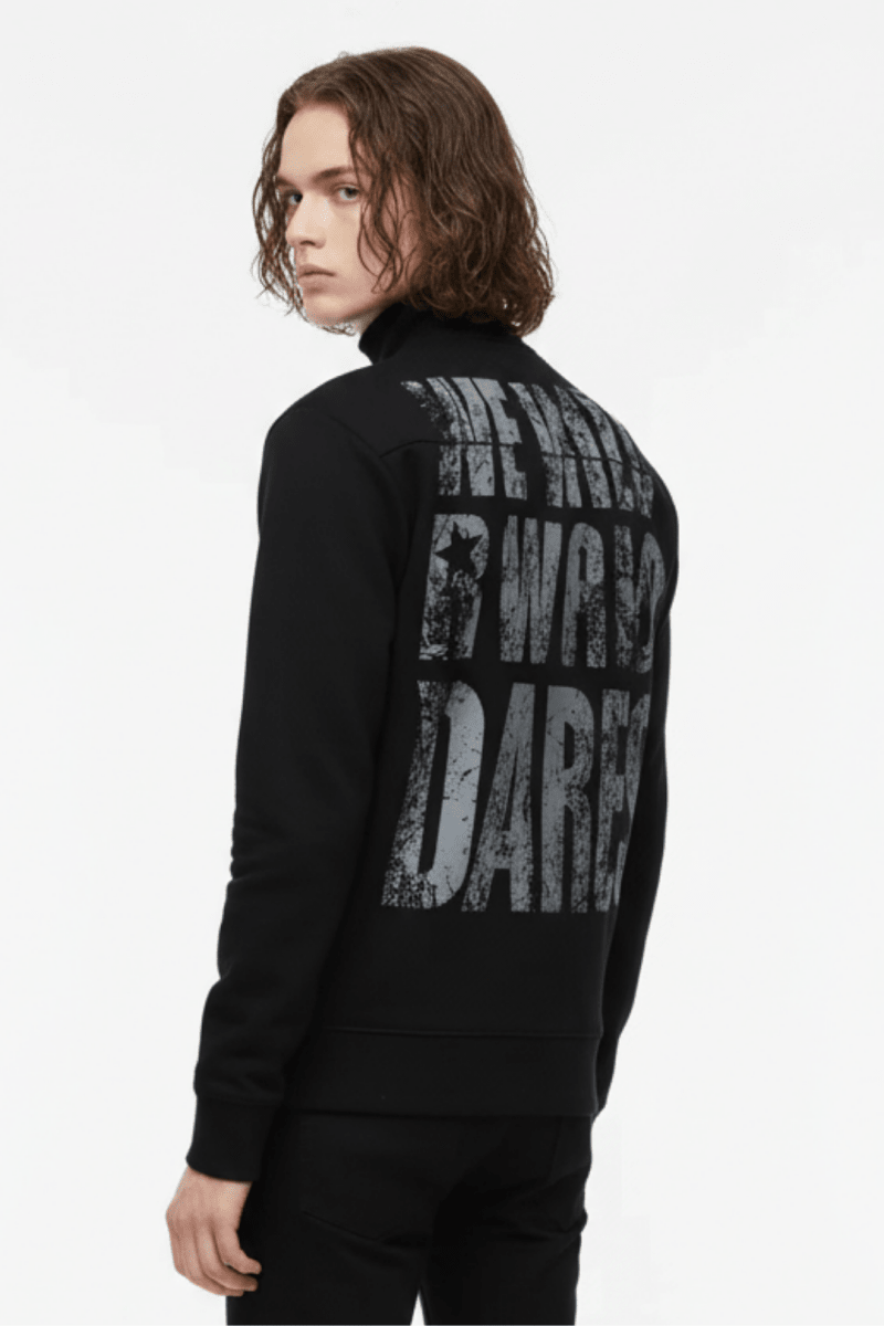 Edgy graphic print studded outerwear na2470