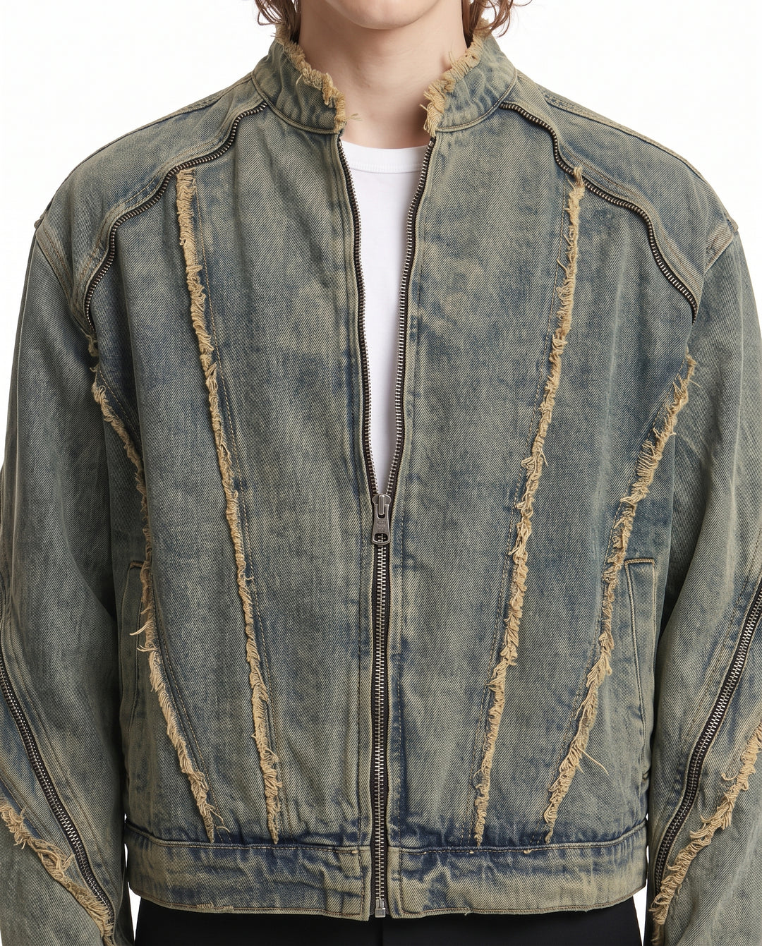 Distressed Denim Jacket na3197