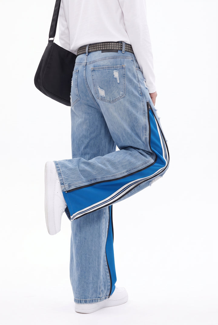 Patchwork Wide Jeans na2841