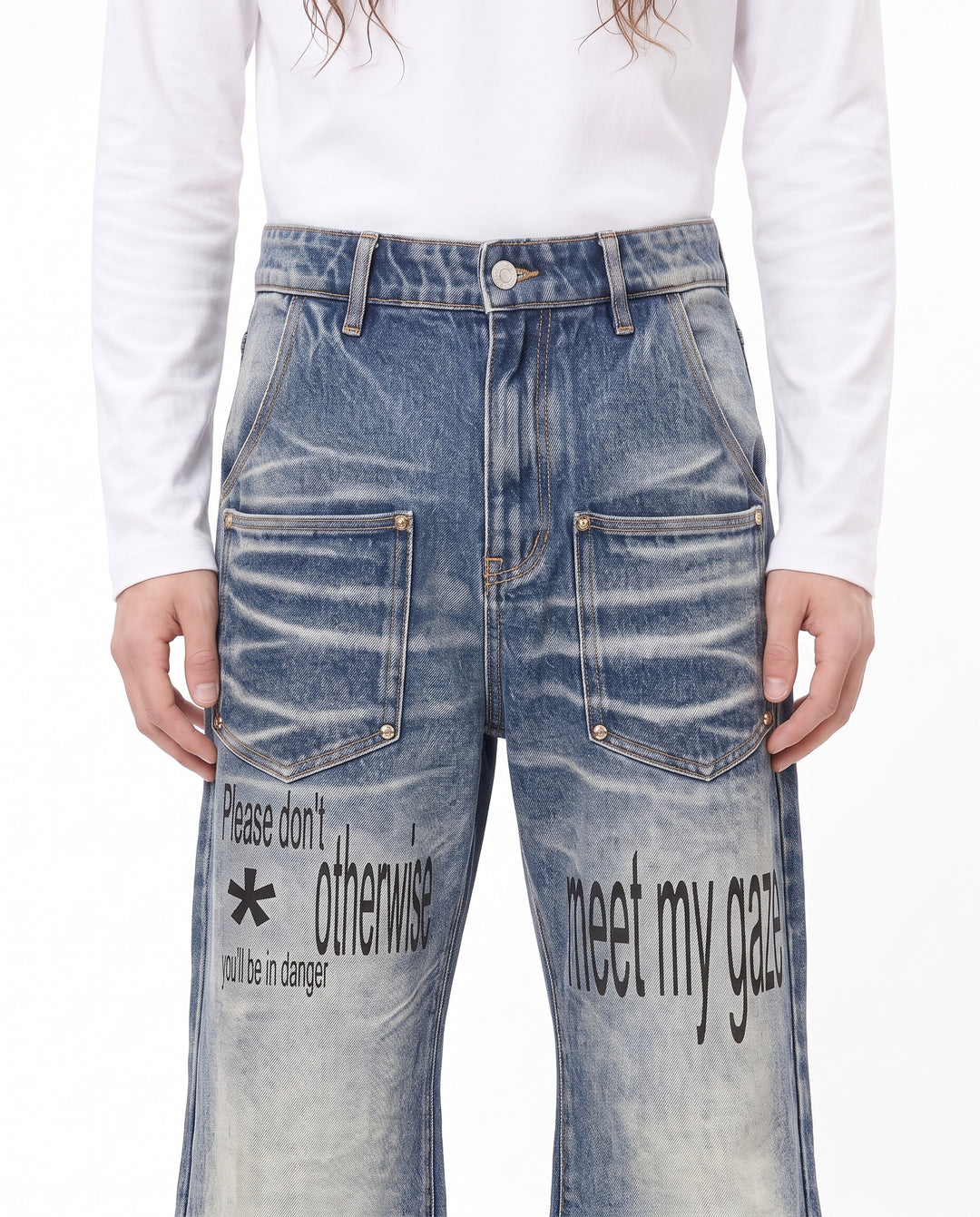 Printed Wide Jeans na2936