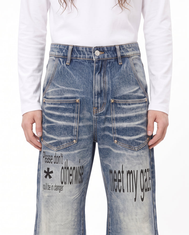 Printed Wide Jeans na2936