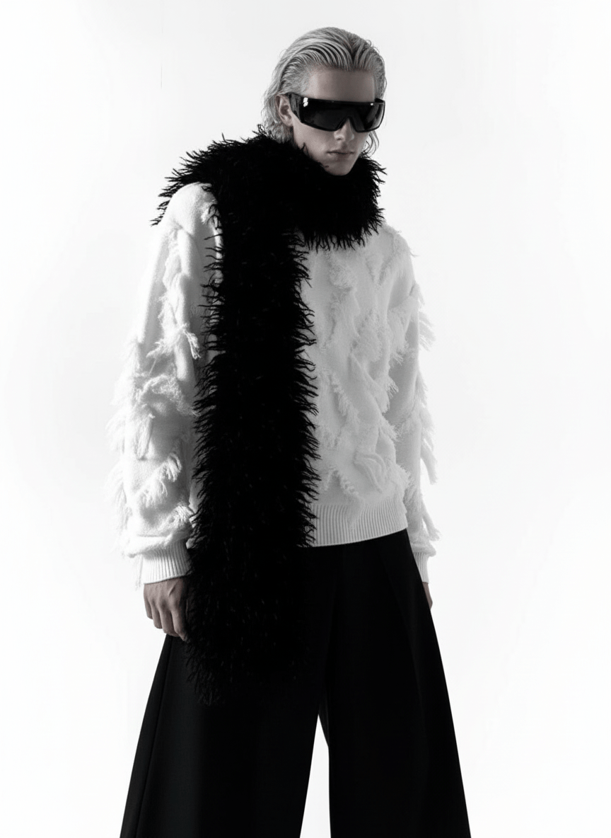 [AutumnWind] black soft long fur scarf na1604