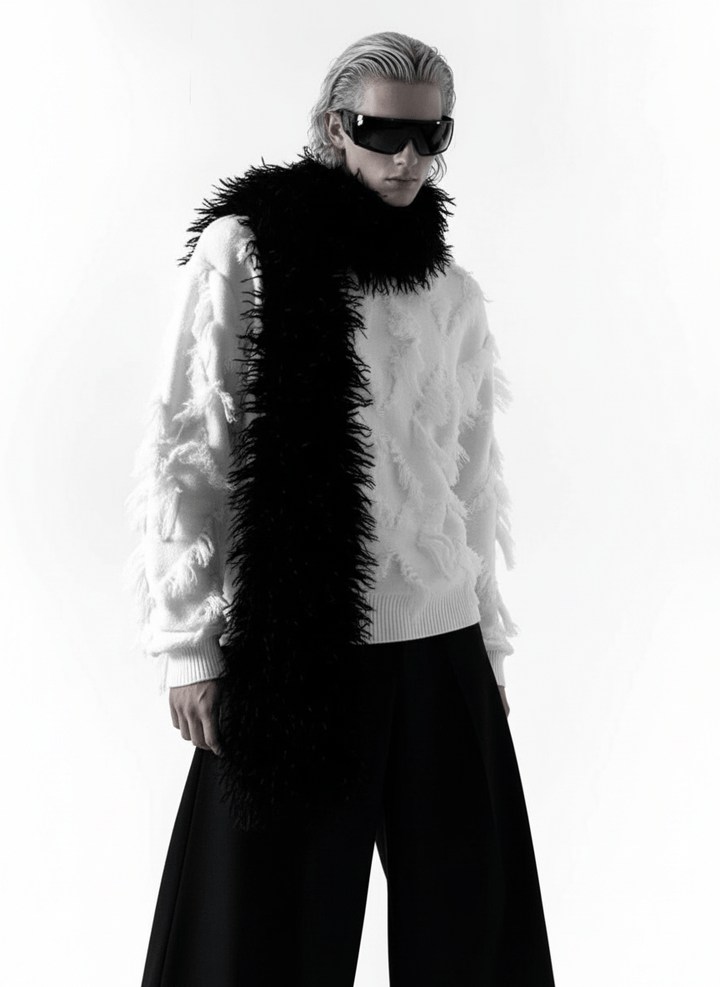 [AutumnWind] black soft long fur scarf na1604