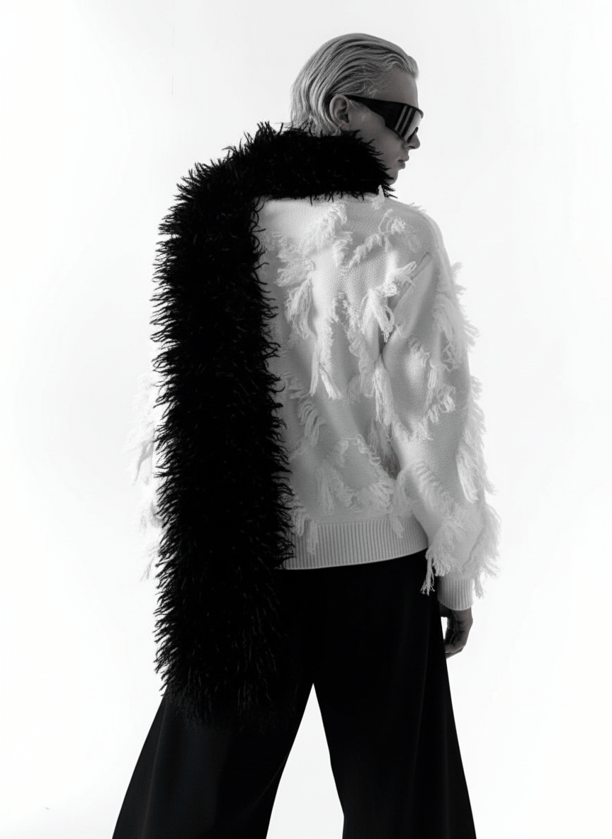 [AutumnWind] black soft long fur scarf na1604