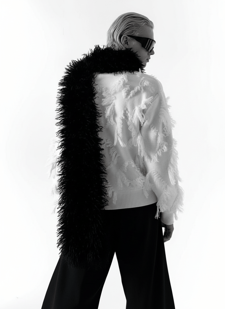 [AutumnWind] black soft long fur scarf na1604