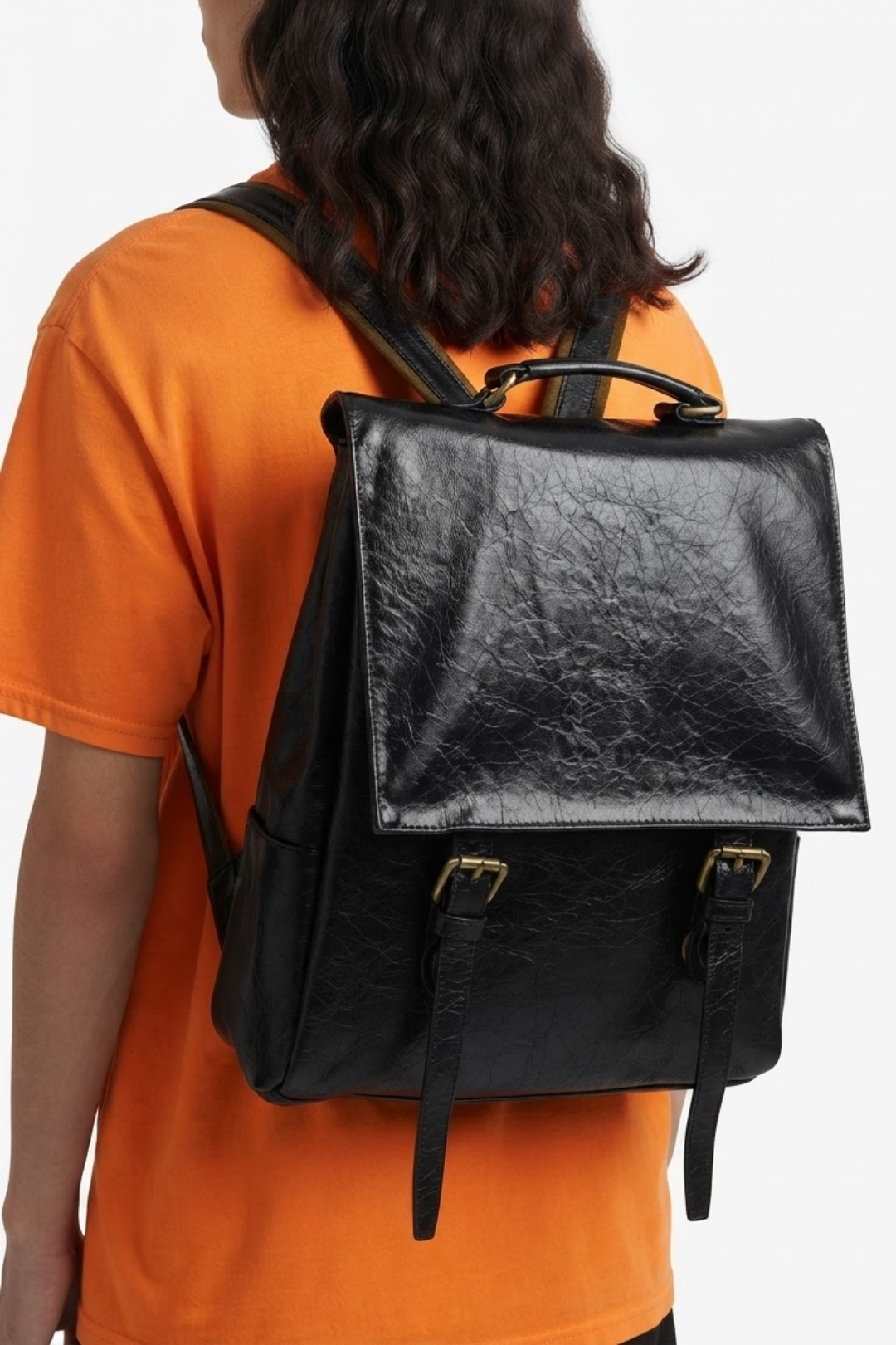 [sale] Crack Gloss Leather Backpack