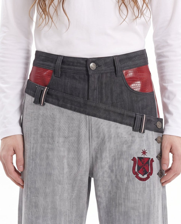 Patchwork Wide Jeans na3060