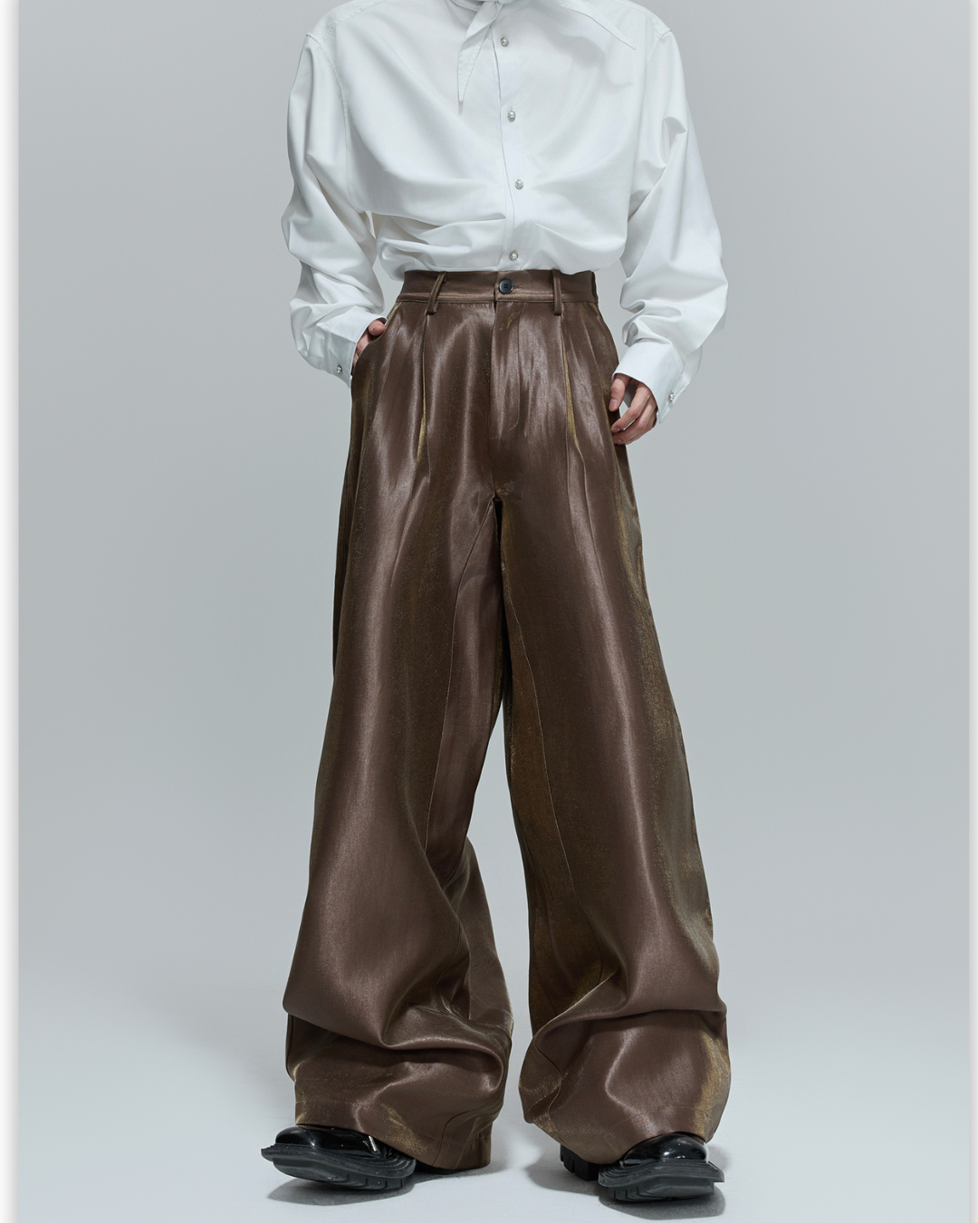 [ArguE CulturE]Luxe Sheen Wide Trousers na2268