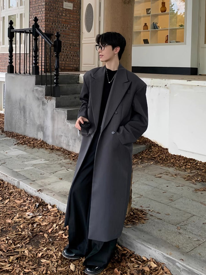 【ONELYC1NS】Korean loose long knee-length coat na1572