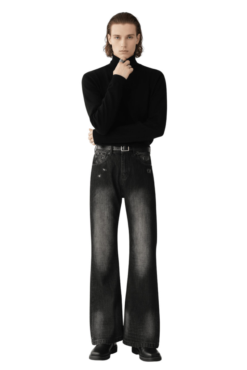 Grunge Wash Flare Jeans na2429