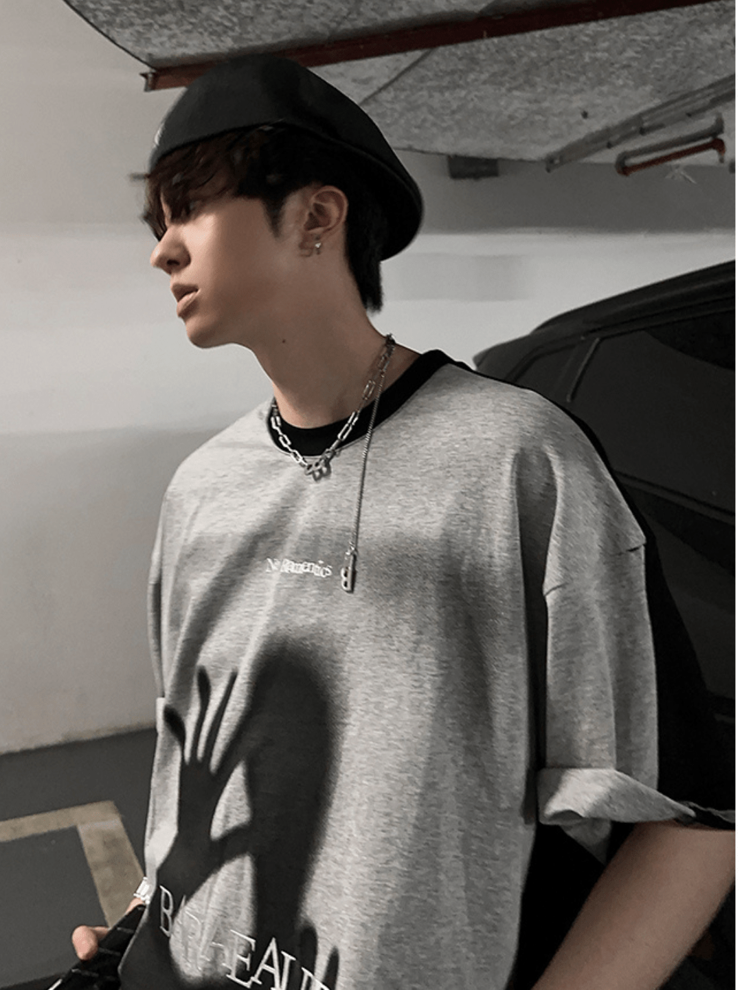 [JH HOMME] Letter Printed Sleeve T-shirt na1249