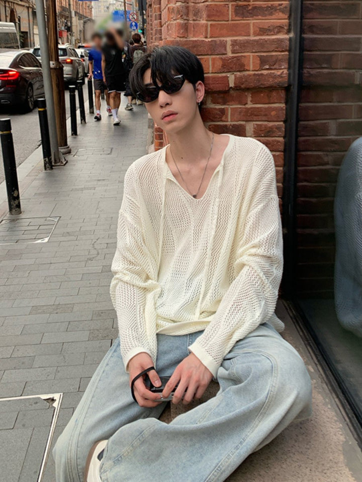 【ONELYC1NS】V-neck niche long-sleeved na1429