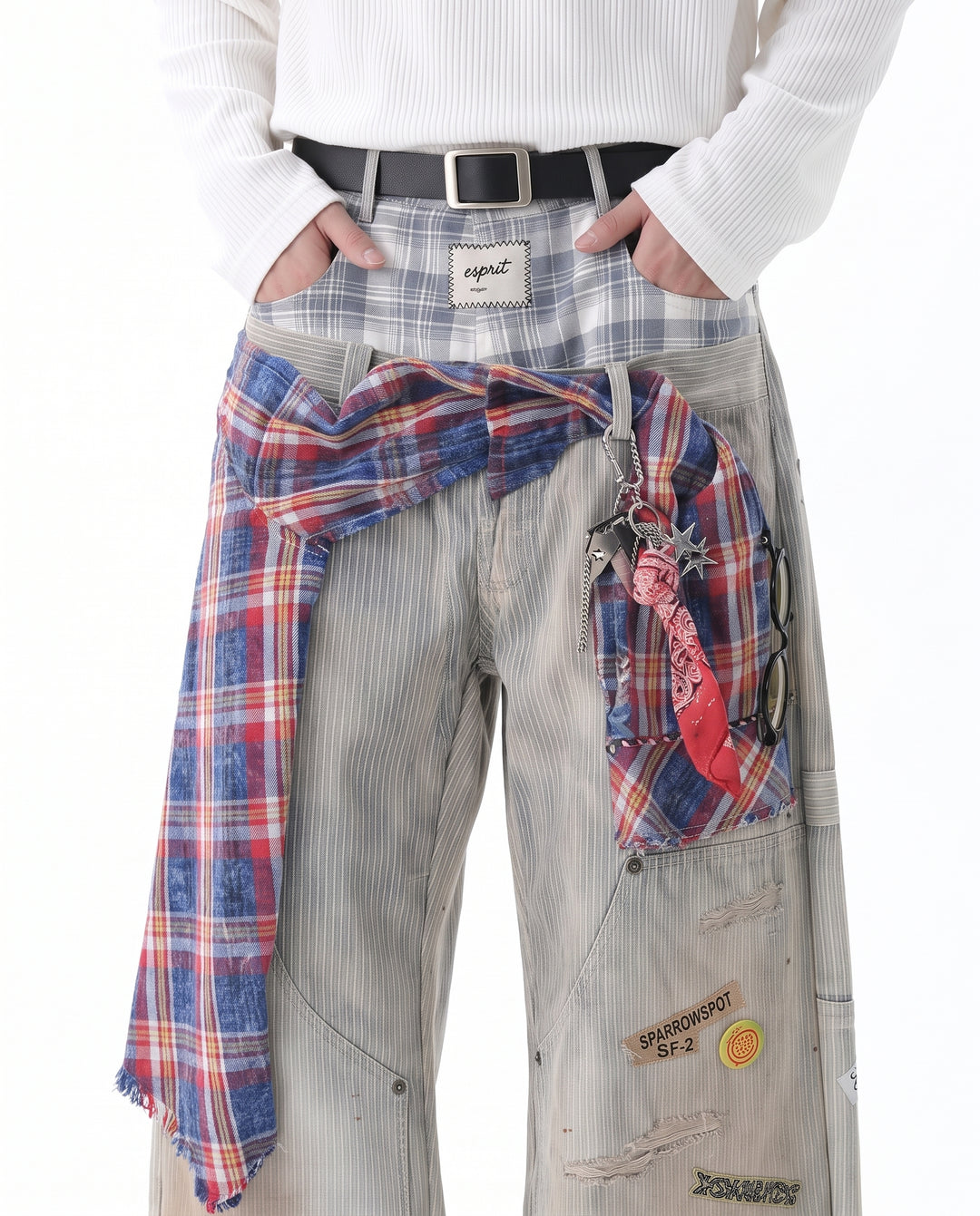 Patchwork Wide Pants na3056