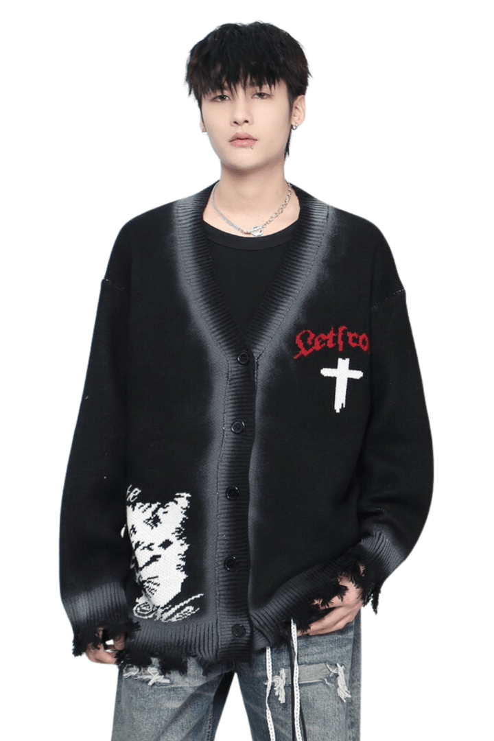 Retro Grunge Button Cardigan na2453