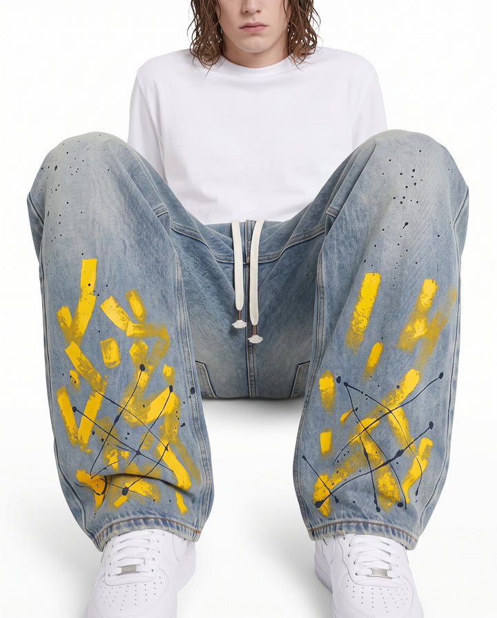 Painted Wide Jeans na3196