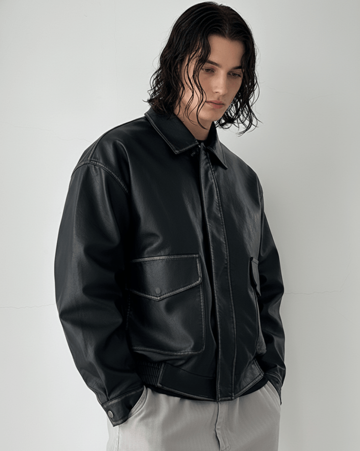 Noir Leather Utility Jacket na2263