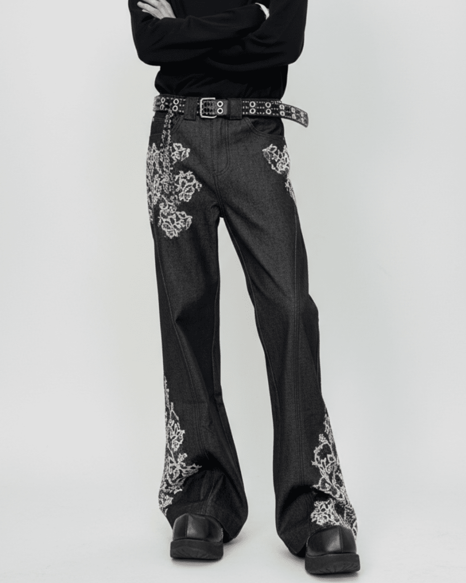NOIR EMBROIDERY FLARE DENIM na2329