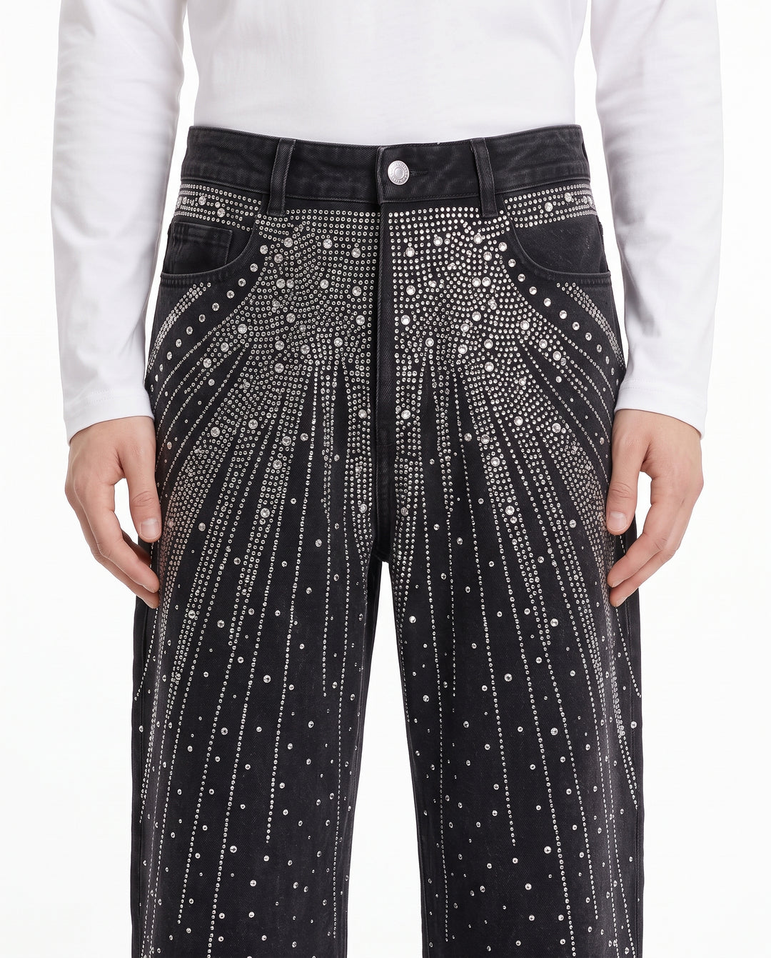 Rhinestone Denim Pants na3198