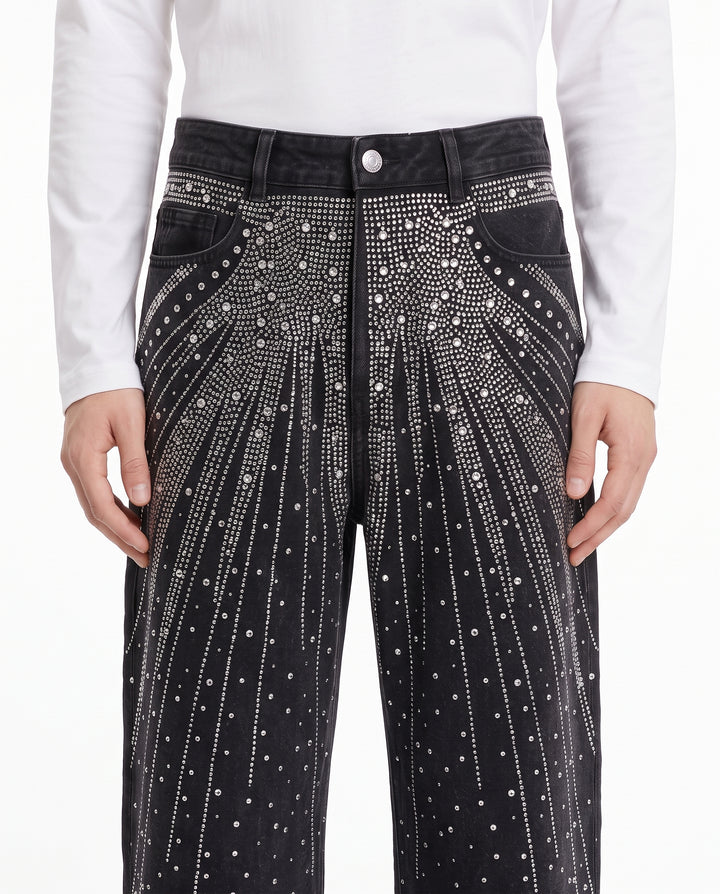 Rhinestone Denim Pants na3198