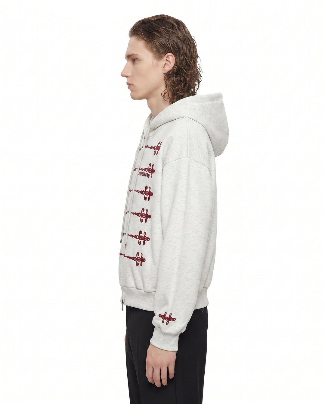 Embroidered Military Zip Hoodie na3084