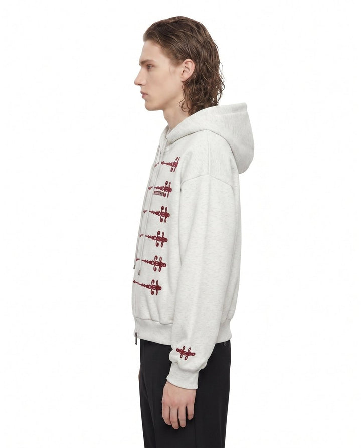 Embroidered Military Zip Hoodie na3084