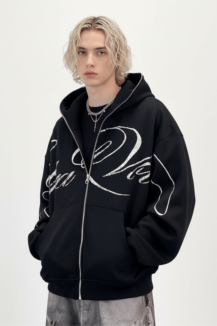 Trendy signature design zip hoodie na2468