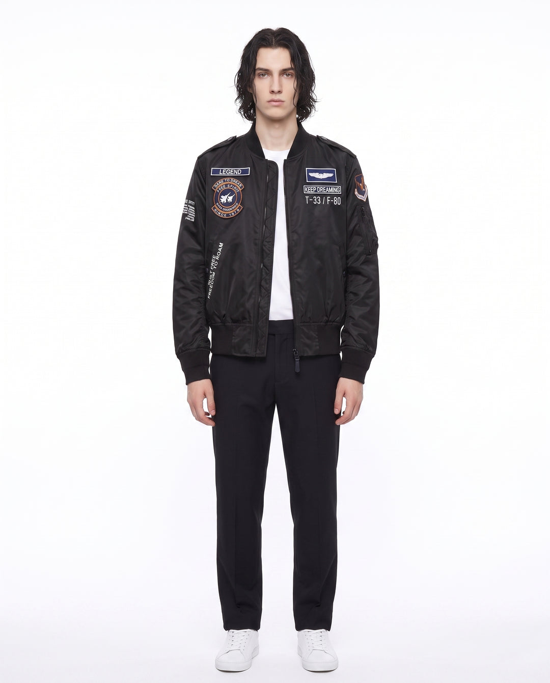 Patched Bomber Jacket na2988